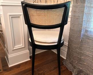 F3 - $1600. Set of 8! Crate & Barrel (Made to Order) Libby Cane Dining Chairs - Black with Natural Cane. Still on website! Excellent condition! Measures 19.75" x 20" x 36" tall.