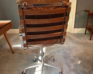 F53 - $950. Restoration Hardware Oviedo Leather Desk Chair (it's either the Chestnut or Cocoa colored leather). Adjustable Rolling Office Chair. Measures 23" wide x 25" deep. Height can be 18-24". Very comfortable!