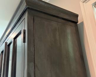 F22 - $1600. Restoration Hardware - Annecy Metal Wrapped Glass 4-Door Cabinet. Lighted. (Retail was $3,452). This is HEAVY and the movers have put it in the garage for ease of loading. You will need 2 very strong people to load this. Restoration Hardware - Annecy Metal Wrapped Glass 4-Door Cabinet. (Retail was $3,452). This is HEAVY and the movers have put it in the garage for ease of loading. You will need 2 very strong people to load this. Measures 84.25" x 18.25" deep x 93" tall. Zinc Finish.