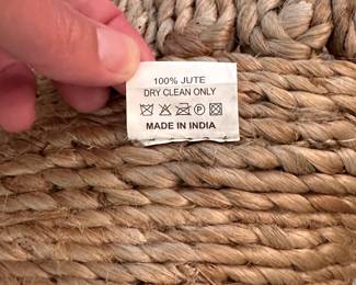 F7 - $65. Round Jute Rug. Gruhum Brand. Size listed as 6' online (actually 74" round). Very gently used! Very good condition!