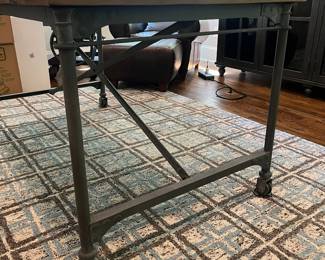 F23 - $550. Restoration Hardware Flat Iron Desk or Dining Table. Measures 59.75" x 34" x 30.25" tall.