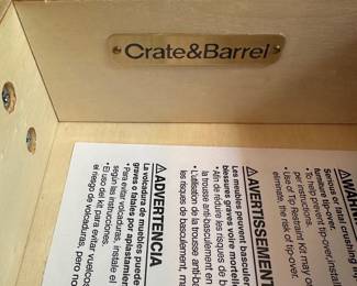 F55 - $650. Crate & Barrel "Tate" Desk. Measures 5' long x 30" deep x 30" tall. Solid Walnut & Walnut Veneer. Integrated Power Strip with 2 USBs and 2 - 3 prong outlets. Still on website. Excellent condition!
