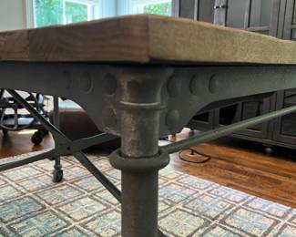 F23 - $550. Restoration Hardware Flat Iron Desk or Dining Table. Measures 59.75" x 34" x 30.25" tall.