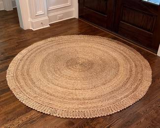 F7 - $65. Round Jute Rug. Gruhum Brand. Size listed as 6' online (actually 74" round). Very gently used! Very good condition!