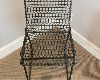 (F28A - Stools F28B - Table.) F28A - $225 PAIR Crate & Barrel - Tig Metal Counter Stools. Measures 19.5" x 19.25" deep x 34.25" tall. F28B - $275. Pottery Barn Adjustable Table is 29.75" x 35" tall. Adjustable Height.