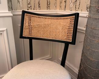F3 - $1600. Set of 8! Crate & Barrel (Made to Order) Libby Cane Dining Chairs - Black with Natural Cane. Still on website! Excellent condition! Measures 19.75" x 20" x 36" tall.