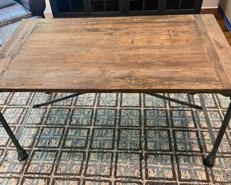 F23 - $550. Restoration Hardware Flat Iron Desk or Dining Table. Measures 59.75" x 34" x 30.25" tall.