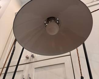 F31 - $400 PAIR Pottery Barn Glendale Task Pulley Floor Lamps. Measures 62.5" tall.
