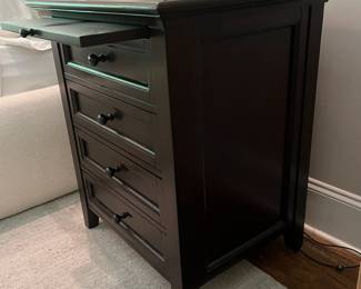 F11 - $350 PAIR of Pottery Barn "Hudson" Nightstands. Measures 26" wide x 20" deep x 30.25" tall.