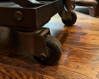 F25 - $1400. Restoration Hardware Industrial Scissor Lift Table. Measures 25.75" x 20" x 22" tall (adjustable height)