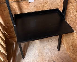 F60 - $65. Leaning Desk (I think it's Crate & Barrel Sloane). Measures 30" wide x 22.5" out from wall x 72" tall.