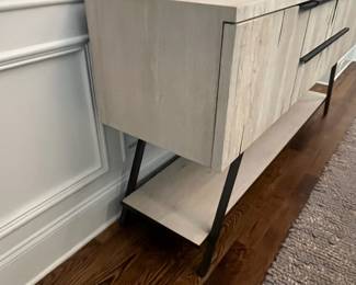 F1 - $1,250. Arhaus, Nika Spalted Oak Buffet. Measures 68" x 18.5" x 36" tall. Excellent condition.