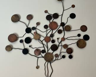F15 - $50. 3 Piece Crate & Barrel Metal Wall Art. Each Piece is 38" wide x 36" tall.