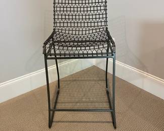 (F28A - Stools F28B - Table.) F28A - $225 PAIR Crate & Barrel - Tig Metal Counter Stools. Measures 19.5" x 19.25" deep x 34.25" tall. F28B - $275. Pottery Barn Adjustable Table is 29.75" x 35" tall. Adjustable Height.