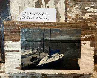F27 - $25 for 4. Set of 4 Frames with photos decoupaged on. They measure 22" x 12", 14.25" x 13", 13.5" x 10", 16.5" x 11".