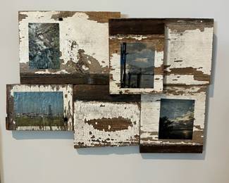 F27 - $25 for 4. Set of 4 Frames with photos decoupaged on. They measure 22" x 12", 14.25" x 13", 13.5" x 10", 16.5" x 11".