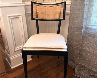 F3 - $1600. Set of 8! Crate & Barrel (Made to Order) Libby Cane Dining Chairs - Black with Natural Cane. Still on website! Excellent condition! Measures 19.75" x 20" x 36" tall.