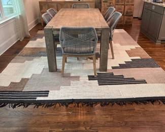 F37 - $450. Large Colca Wool Rug from West Elm. Overall very good condition - does have a few cut threads, spots of wear, in a couple places, see photos!