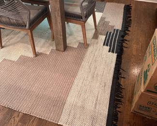 F37 - $450. Large Colca Wool Rug from West Elm. Overall very good condition - does have a few cut threads, spots of wear, in a couple places, see photos!