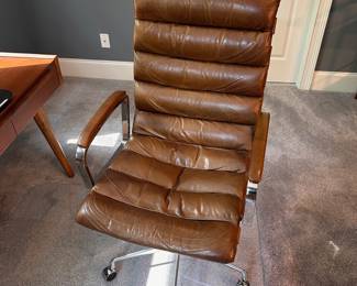 F53 - $950. Restoration Hardware Oviedo Leather Desk Chair (it's either the Chestnut or Cocoa colored leather). Adjustable Rolling Office Chair. Measures 23" wide x 25" deep. Height can be 18-24". Very comfortable!