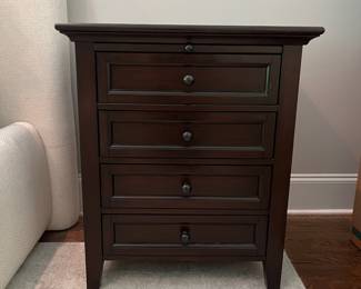 F11 - $350 PAIR of Pottery Barn "Hudson" Nightstands. Measures 26" wide x 20" deep x 30.25" tall.