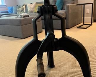 (F28A - Stools F28B - Table.) F28A - $225 PAIR Crate & Barrel - Tig Metal Counter Stools. Measures 19.5" x 19.25" deep x 34.25" tall. F28B - $275. Pottery Barn Adjustable Table is 29.75" x 35" tall. Adjustable Height.