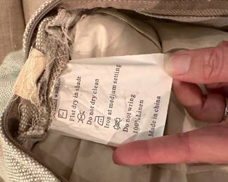 F5 - $2600. Restoration Hardware Belgian Slope Arm, 2 cushion Sofa. . Down filled cushions. Linen slipcover. Measures 9' long x 42" deep x 31" tall.