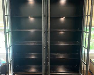F22 - $1600. Restoration Hardware - Annecy Metal Wrapped Glass 4-Door Cabinet. Lighted. (Retail was $3,452). This is HEAVY and the movers have put it in the garage for ease of loading. You will need 2 very strong people to load this. Restoration Hardware - Annecy Metal Wrapped Glass 4-Door Cabinet. (Retail was $3,452). This is HEAVY and the movers have put it in the garage for ease of loading. You will need 2 very strong people to load this. Measures 84.25" x 18.25" deep x 93" tall. Zinc Finish.