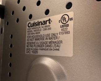 F43 - $125. Cuisinart Convection Bread Maker. Model CBK-200. Looks brand new!