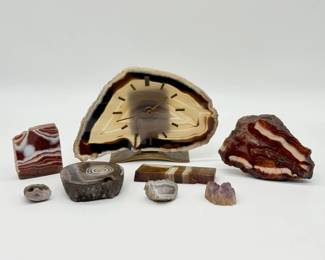 143 MixofAgateStonesVintageAgateStoneClock