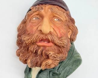 53 VintageLegendsOldSaltFishermanChalkwareWallHangingSculpture