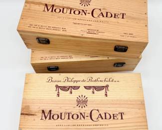 58 VintageMoutonCadetBaronPhilippedeRothschildWoodenWineBoxes