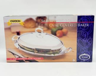 109 Silverplated3QtOvalCoveredBaker