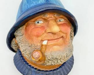 51 VintageLegendsOldSaltFishermanChalkwareWallHangingSculpture