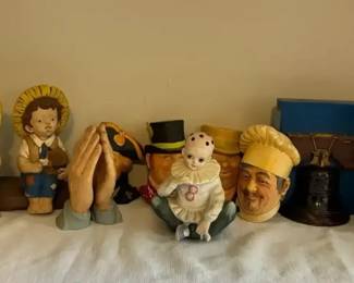 Vintage Legend Chalkware Heads and Hand Painted Decor