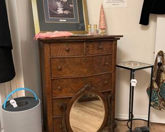 Decorative Mirror, Wooden Tall Dresser, Wall Art
