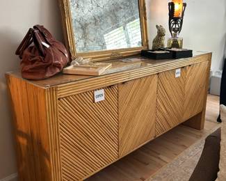 Milo Baughman Style Bamboo Credenza