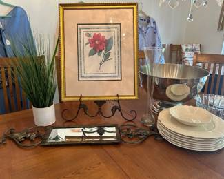 Plate Set, Faux Plants, Decor