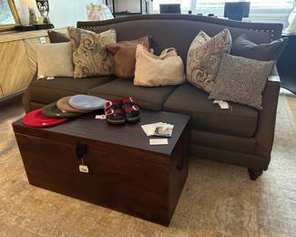 Wooden Storage Chest, Birkenstock Arizona Big Buckle Velvet Sandals, (A) Cynthia Rowley Beaded Pillow