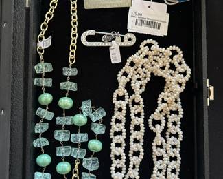 Henri Bendei Mini Snow Globe, Pearl Chain Link Necklace