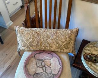 Wooden Chair, Decorative Pillow