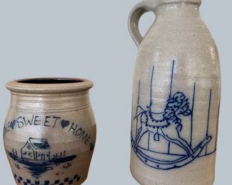 Rowe Pottery (Home Sweet Home) & Salmon Falls Rocking Horse Jug 1992