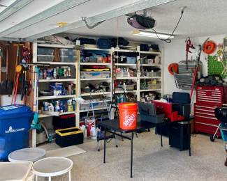 Garage loaded with items. Many tools never used before.
