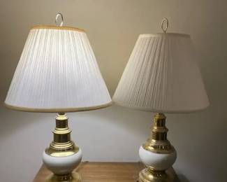 Brass Stiffel Style Ostrich Egg Base Lamp Pair