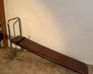 Vintage Chrome And Brown Wood Workout Bench