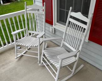 Wooden Rocking Chairs Pair