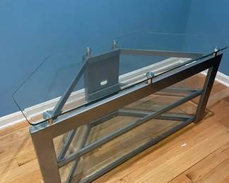 Metal and Glass Corner TV Stand Media Unit
