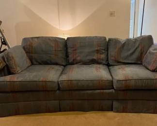 Vintage Key City Furniture Blue Striped 3Seater Couch