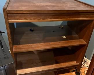 Woodgrain Rolling Cart Cabinet w 2 Shelves