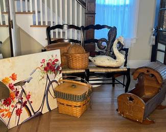Longaberger baskets, solid wood cradle